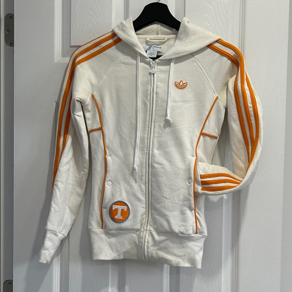 ADIDAS RARE Vintage Tennessee “Lady Volunteers” White Hoodie with Orange Stripes
